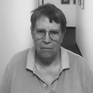 An up close photo of Barb, a White woman with IDD