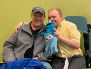 Jonathan Gardner pictured with his dad and Patient Cookie