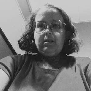 An up close photo of Nicole, a White woman with IDD